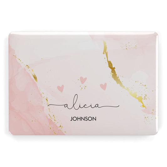 Personalised Pink Gold Marble Names Apple MacBook Case
