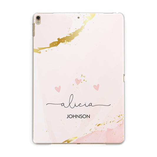 Personalised Pink Gold Marble Names Apple iPad Gold Case