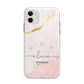Personalised Pink Gold Marble Names Apple iPhone 11 in White with Bumper Case