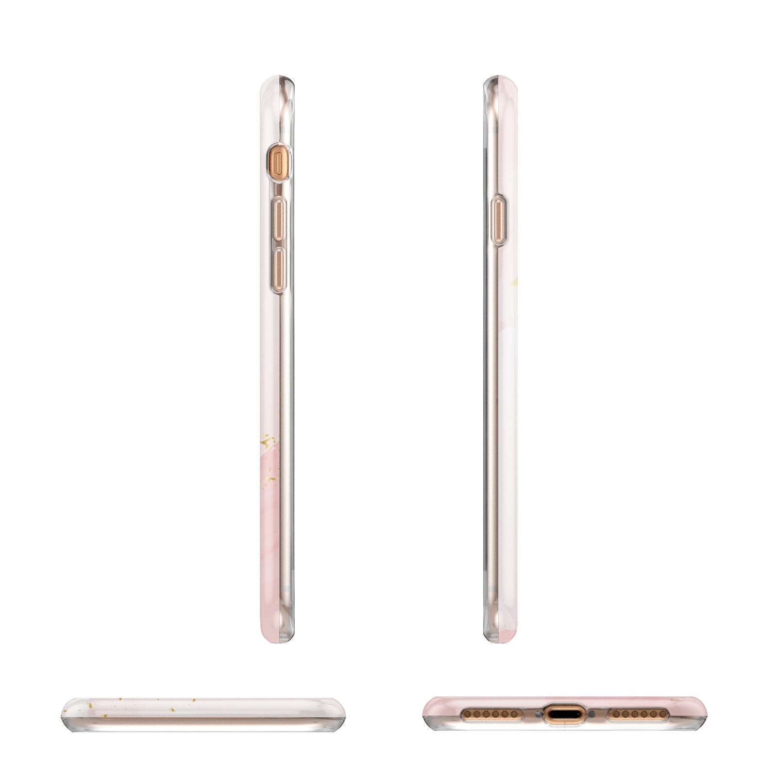 Personalised Pink Gold Marble Names Apple iPhone 7 8 3D Wrap Tough Case Alternative Image Angles