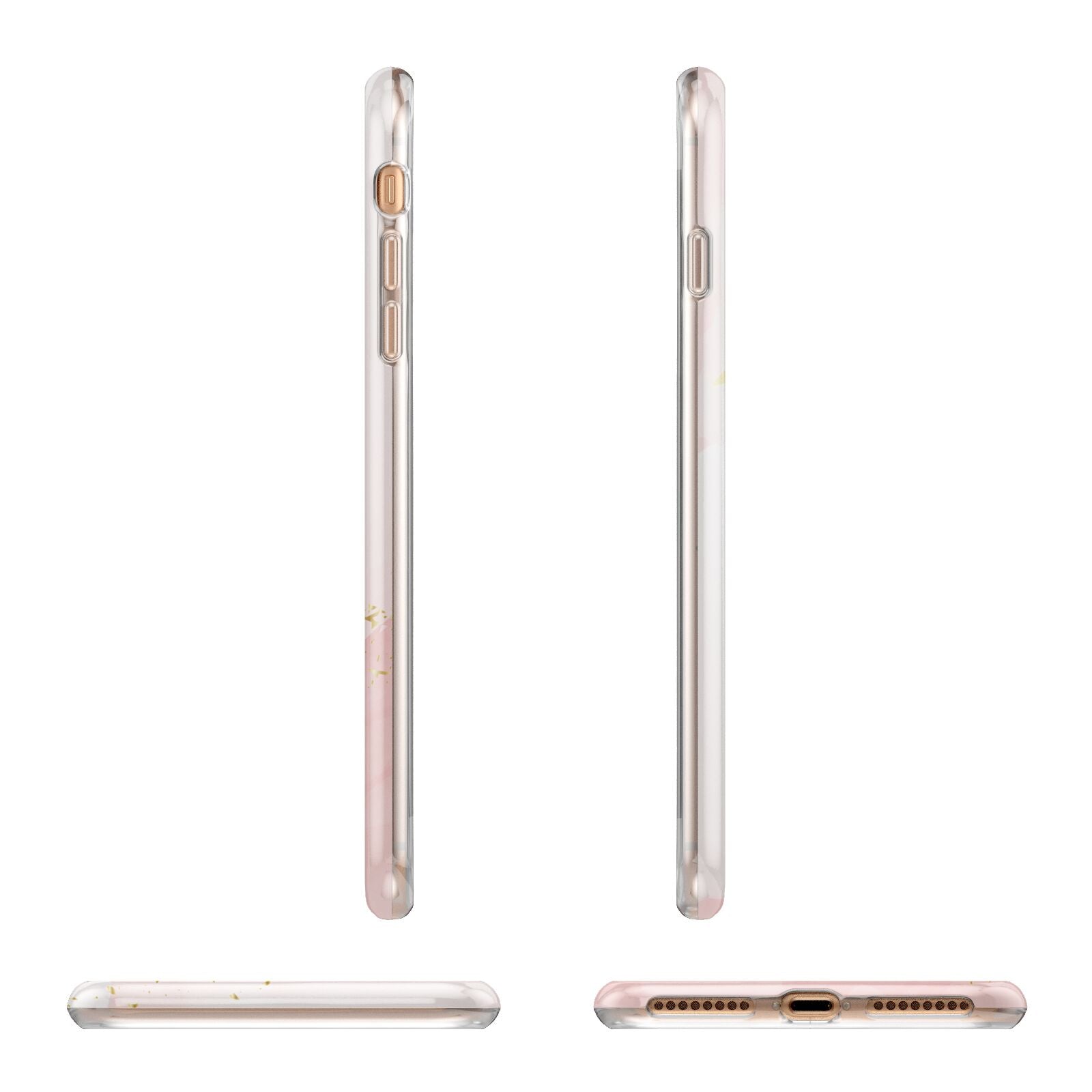 Personalised Pink Gold Marble Names Apple iPhone 7 8 Plus 3D Wrap Tough Case Alternative Image Angles