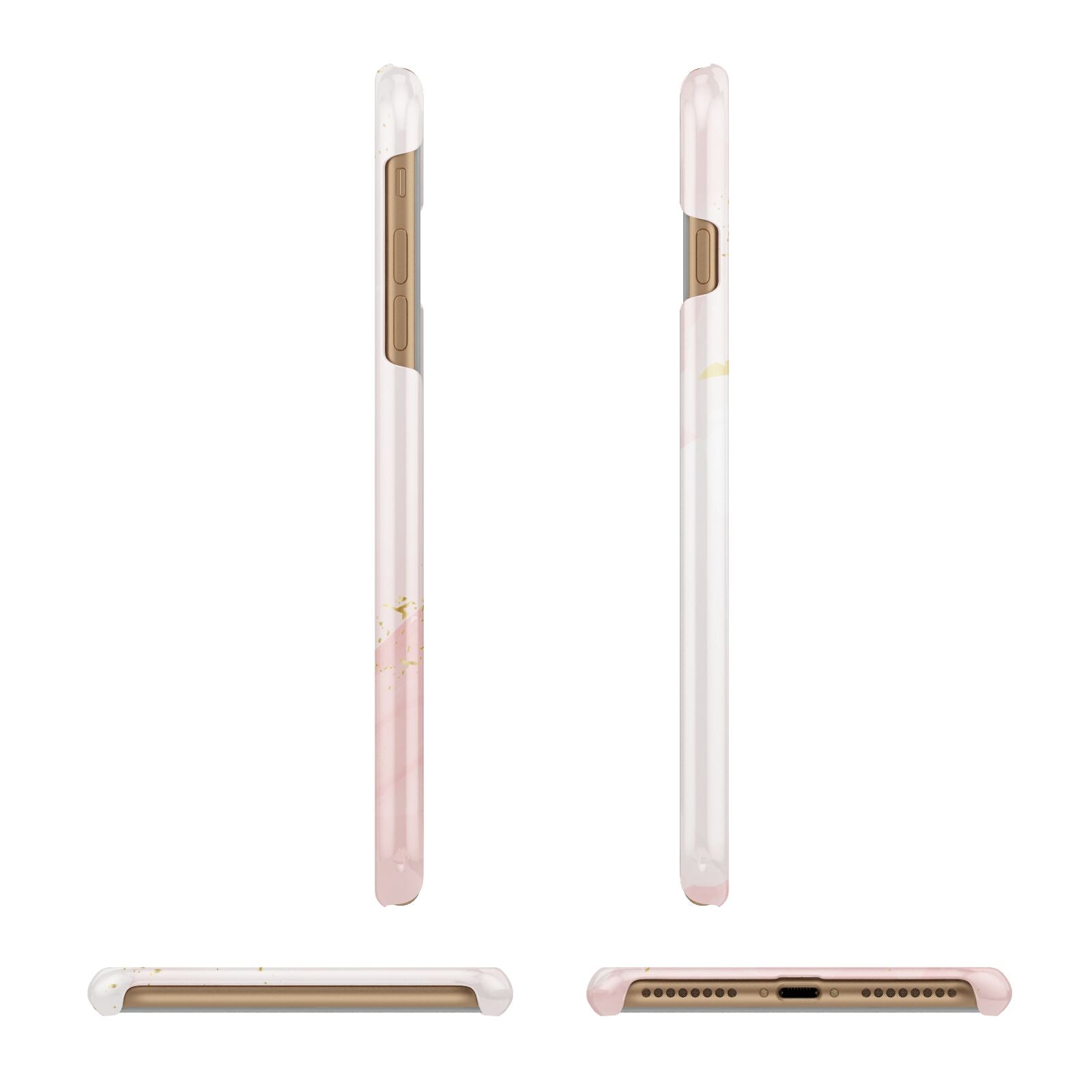 Personalised Pink Gold Marble Names Apple iPhone 7 Plus 3D Wrap Snap Case Angled Images