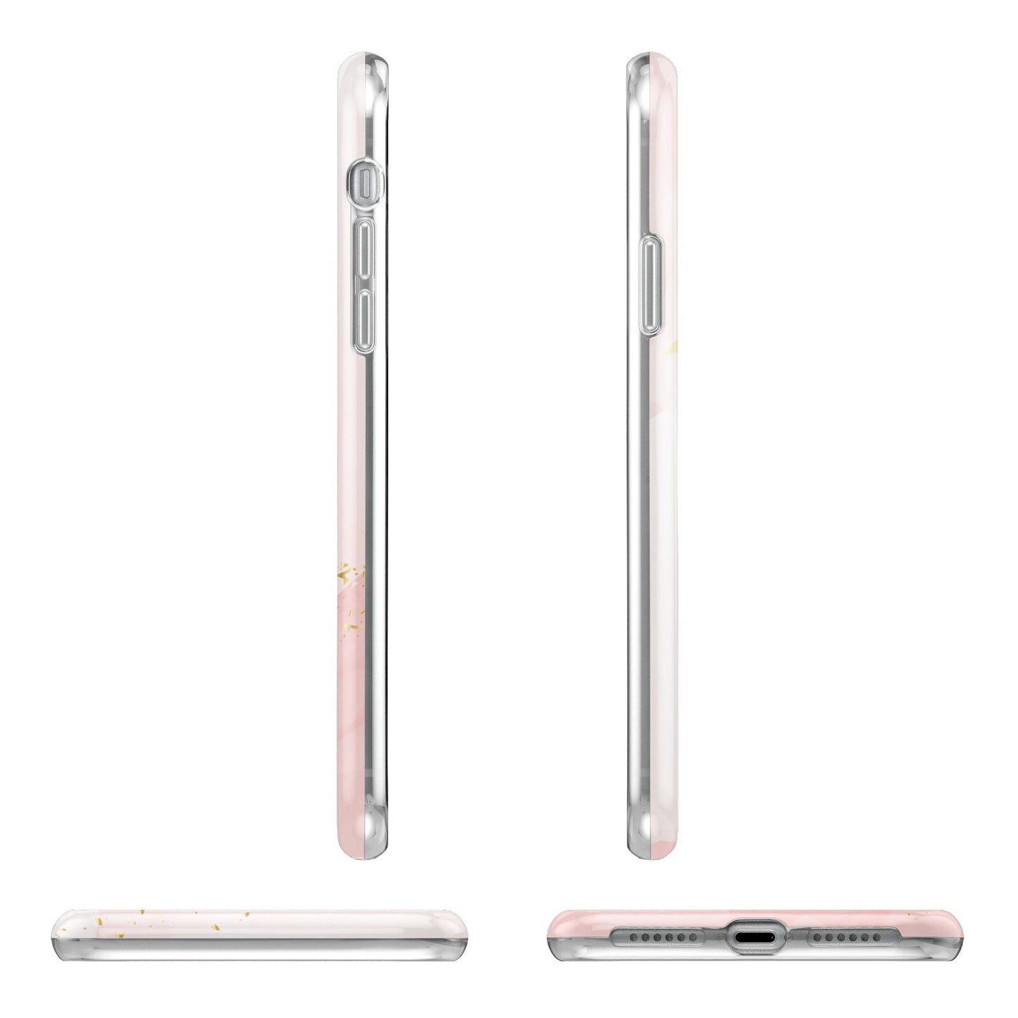 Personalised Pink Gold Marble Names Apple iPhone XR in White with 3D Wrap Tough Case Alternative Image Angles