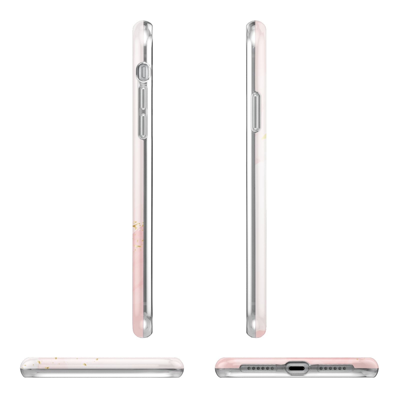 Personalised Pink Gold Marble Names Apple iPhone XR in White with 3D Wrap Tough Case Alternative Image Angles