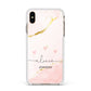 Personalised Pink Gold Marble Names Apple iPhone Xs Max Impact Case White Edge on Gold Phone
