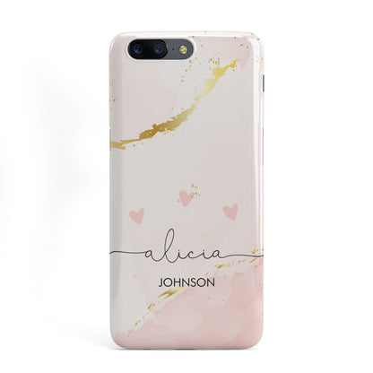 Personalised Pink Gold Marble Names OnePlus Case