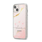Personalised Pink Gold Marble Names iPhone 14 Plus Glitter Tough Case Starlight Angled Image