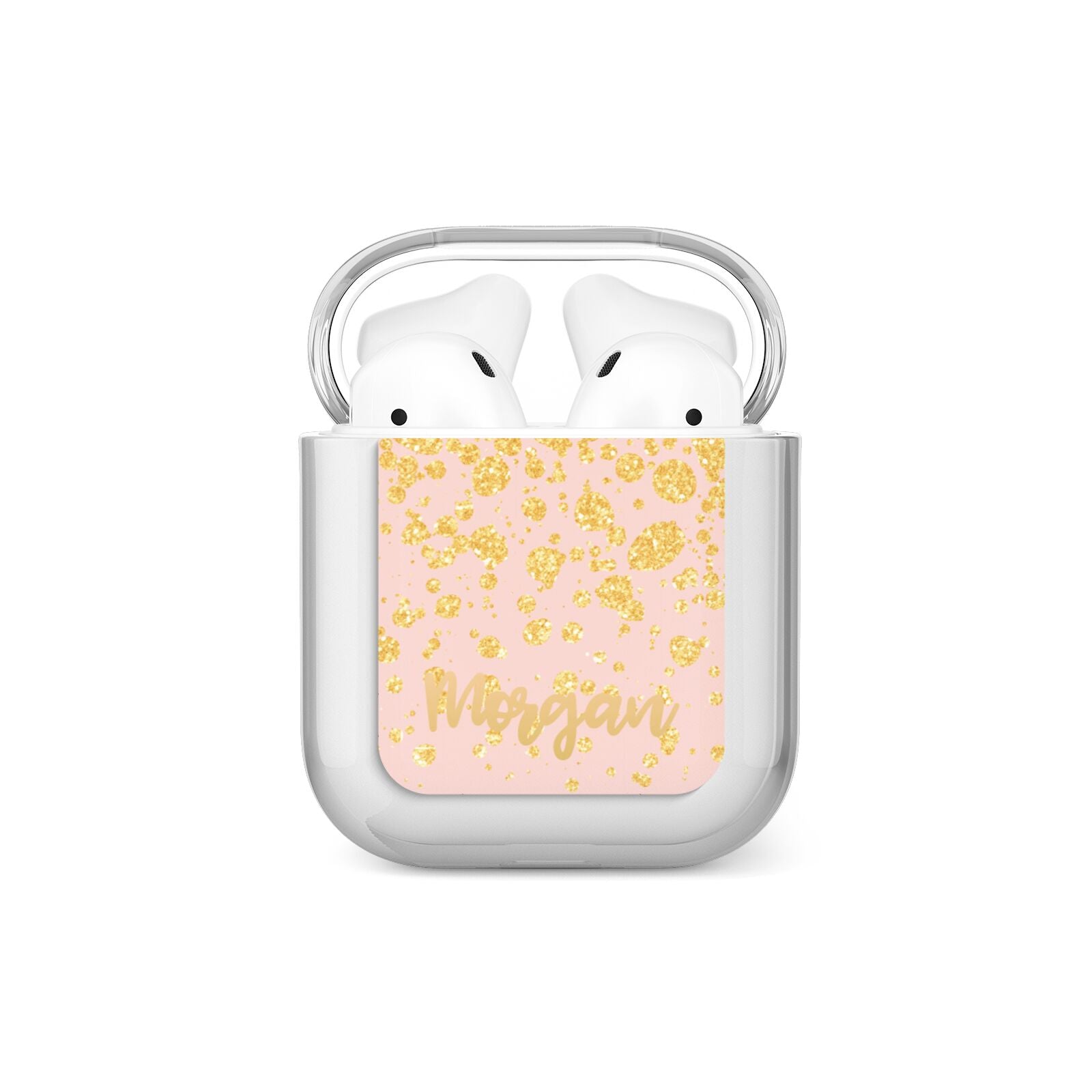 Personalised Pink Gold Splatter With Name AirPods Case