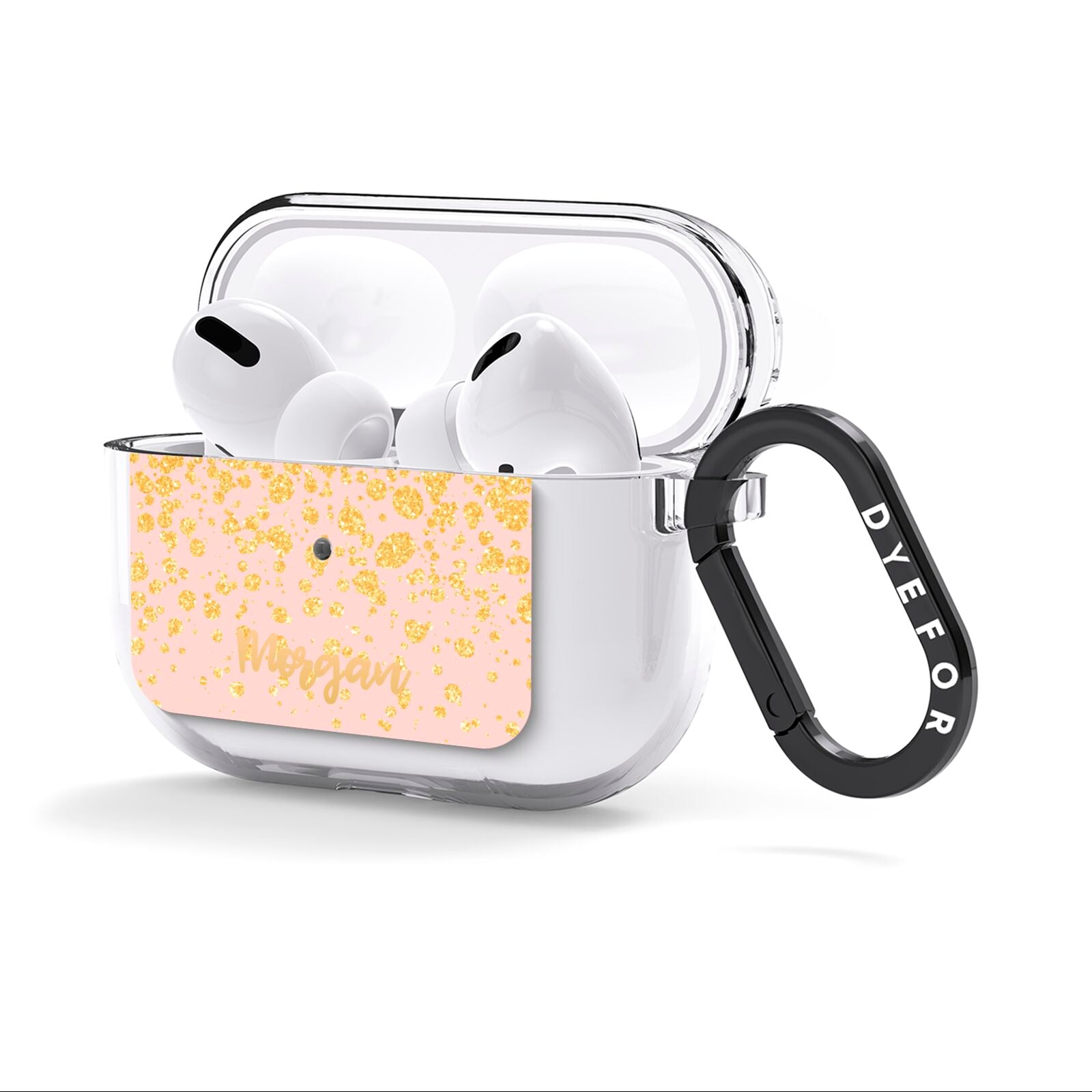 Personalised Pink Gold Splatter With Name AirPods Clear Case 3rd Gen Side Image