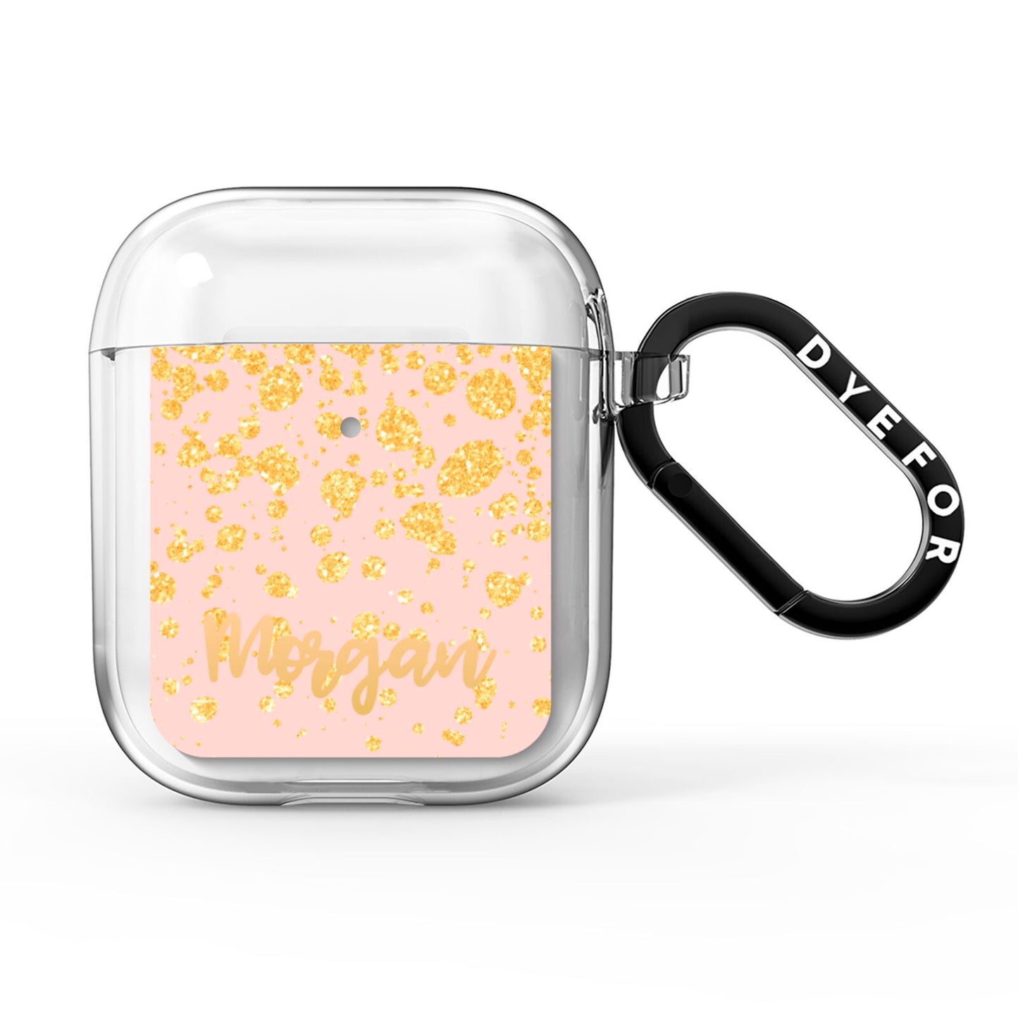 Personalised Pink Gold Splatter With Name AirPods Clear Case