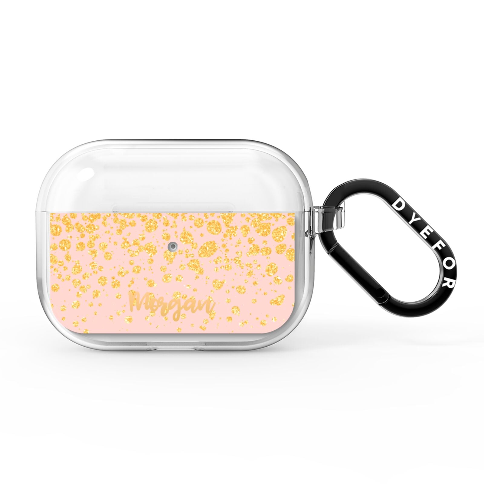 Personalised Pink Gold Splatter With Name AirPods Pro Clear Case
