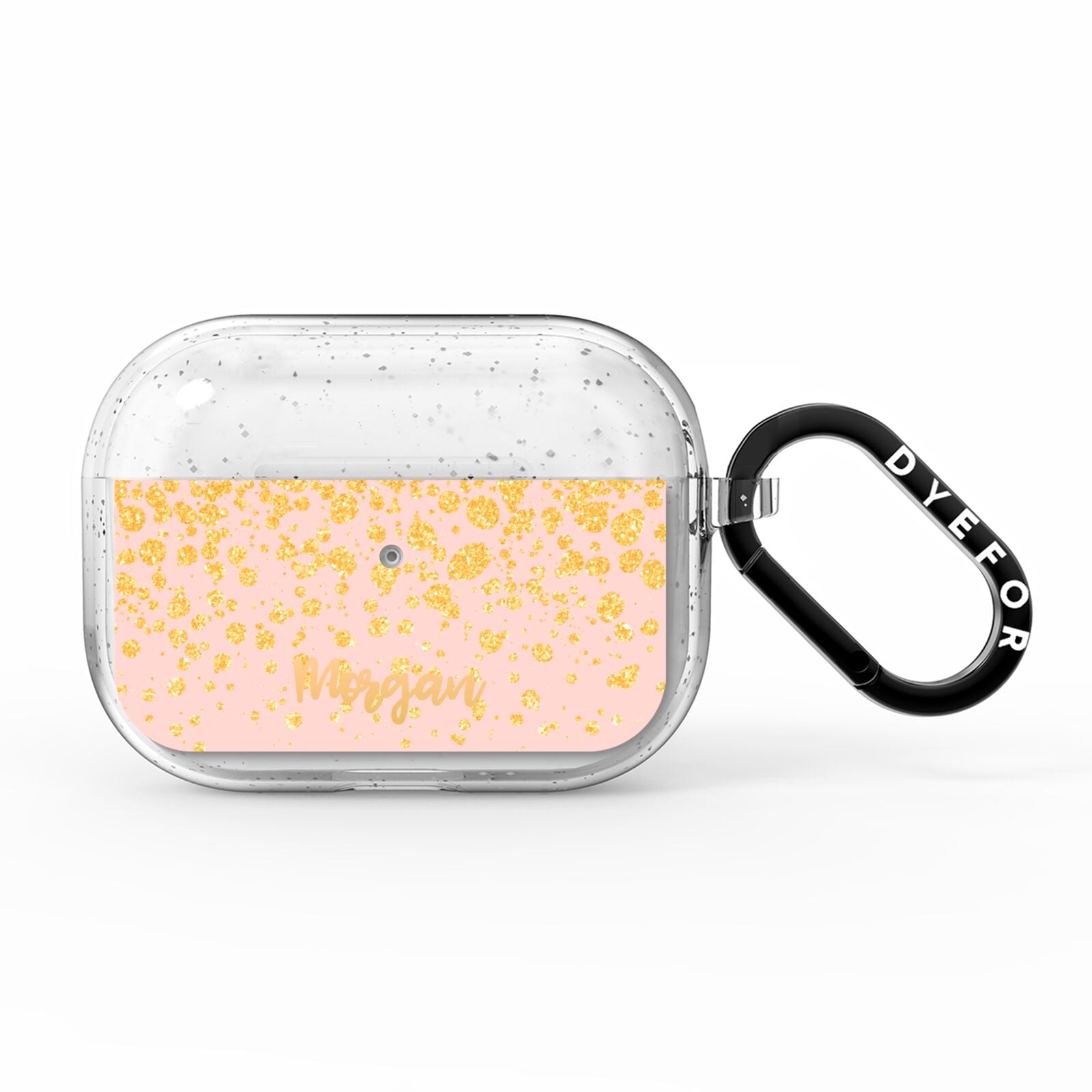 Personalised Pink Gold Splatter With Name AirPods Pro Glitter Case