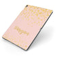 Personalised Pink Gold Splatter With Name Apple iPad Case on Grey iPad Side View