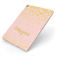 Personalised Pink Gold Splatter With Name Apple iPad Case on Rose Gold iPad Side View