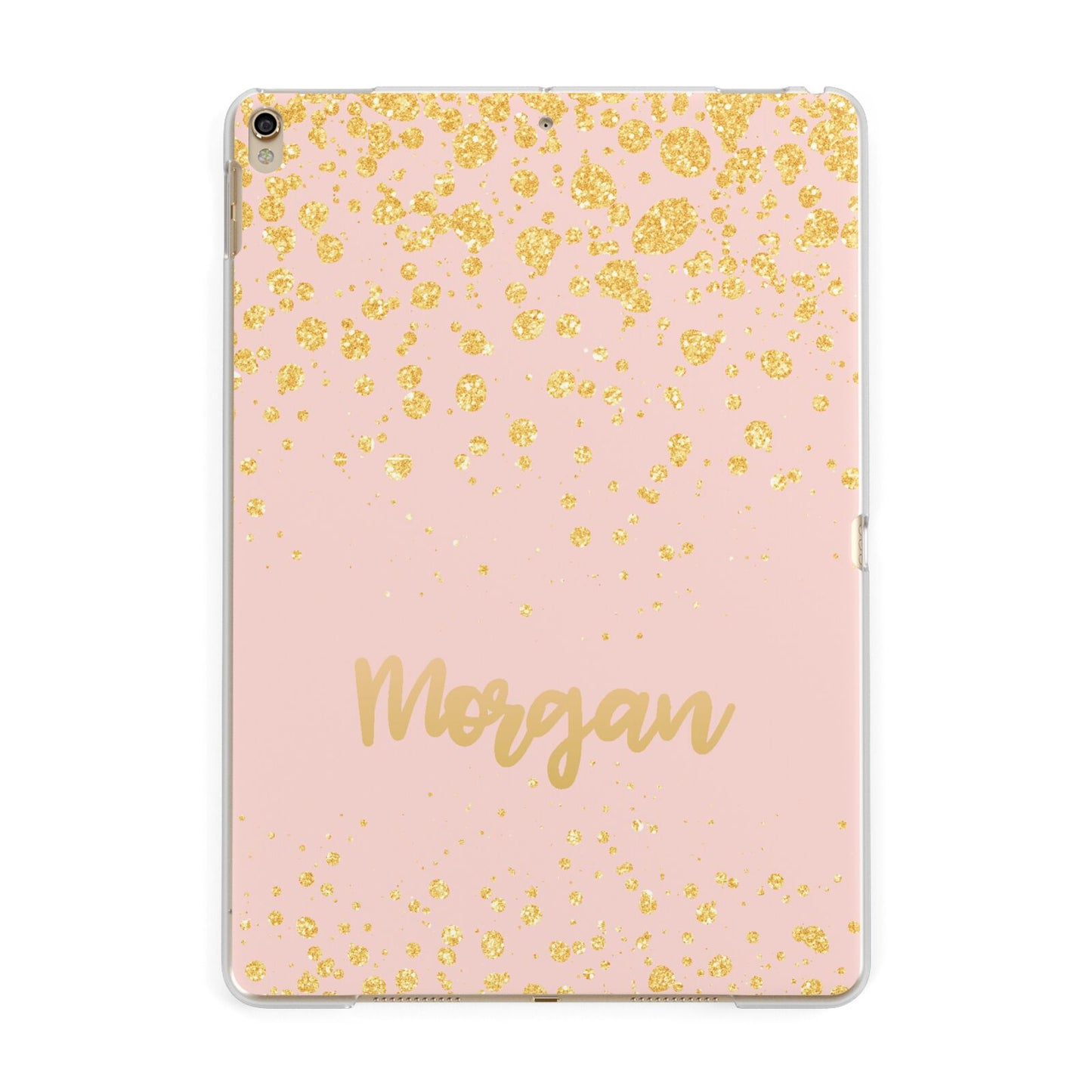 Personalised Pink Gold Splatter With Name Apple iPad Gold Case