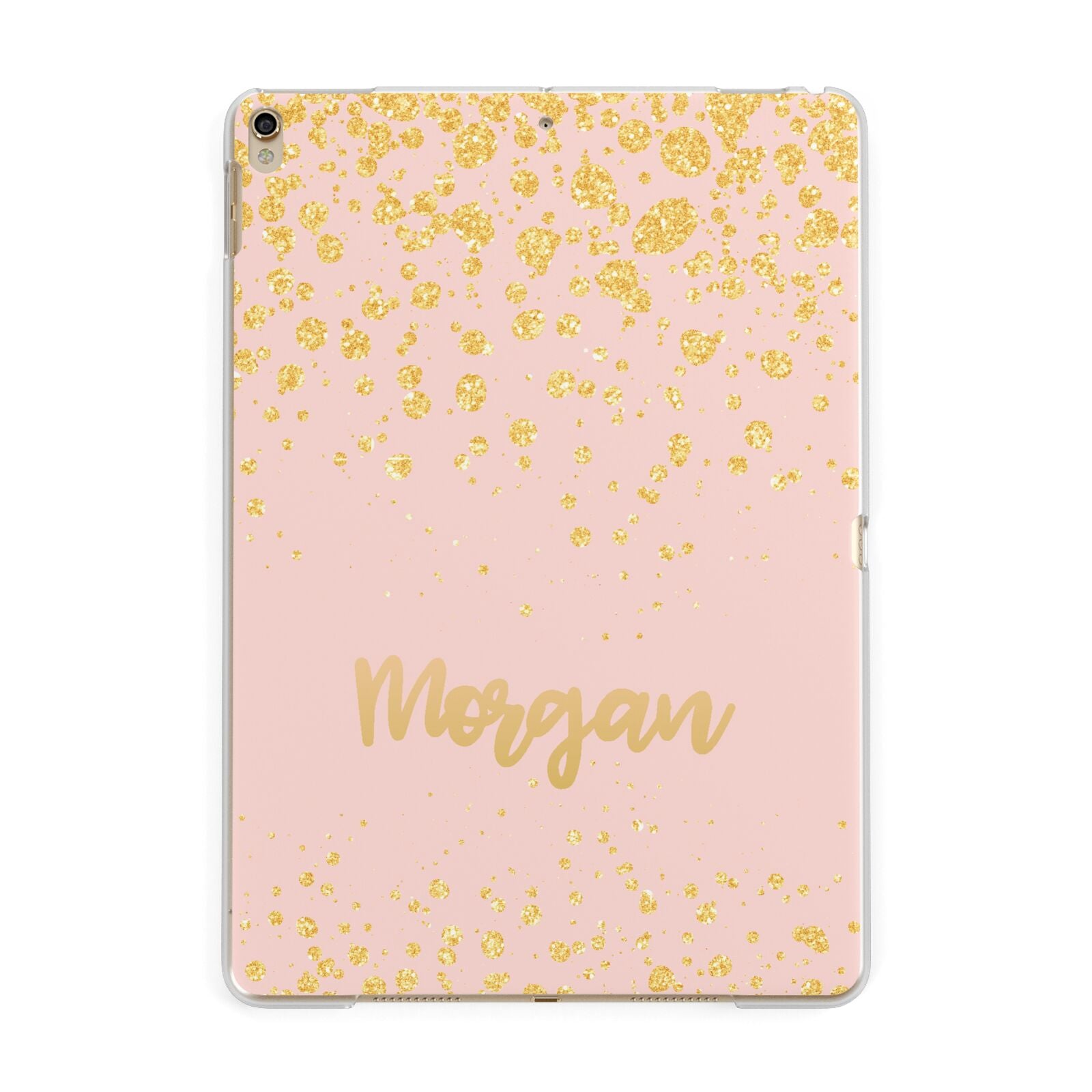 Personalised Pink Gold Splatter With Name Apple iPad Gold Case
