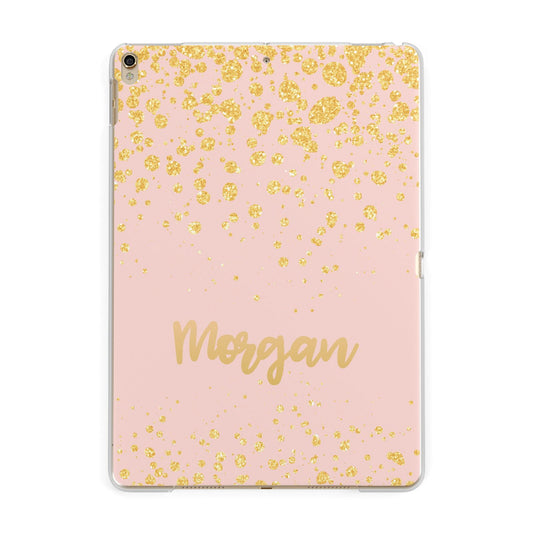 Personalised Pink Gold Splatter With Name Apple iPad Gold Case