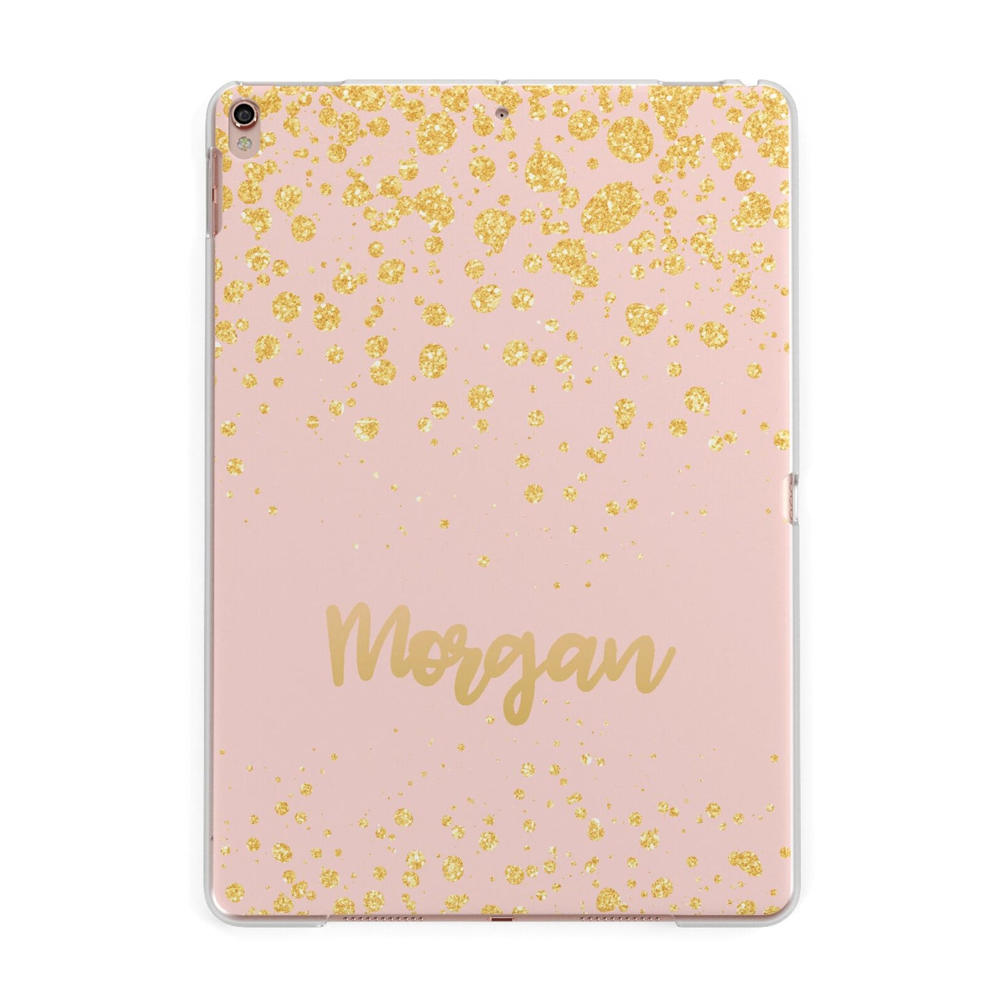Personalised Pink Gold Splatter With Name Apple iPad Rose Gold Case
