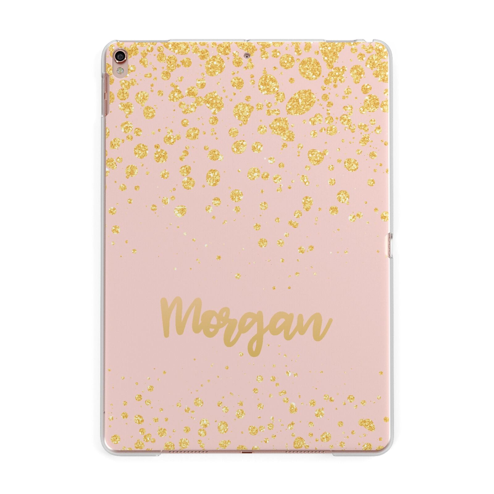 Personalised Pink Gold Splatter With Name Apple iPad Rose Gold Case