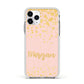Personalised Pink Gold Splatter With Name Apple iPhone 11 Pro in Silver with White Impact Case