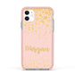 Personalised Pink Gold Splatter With Name Apple iPhone 11 in White with Pink Impact Case