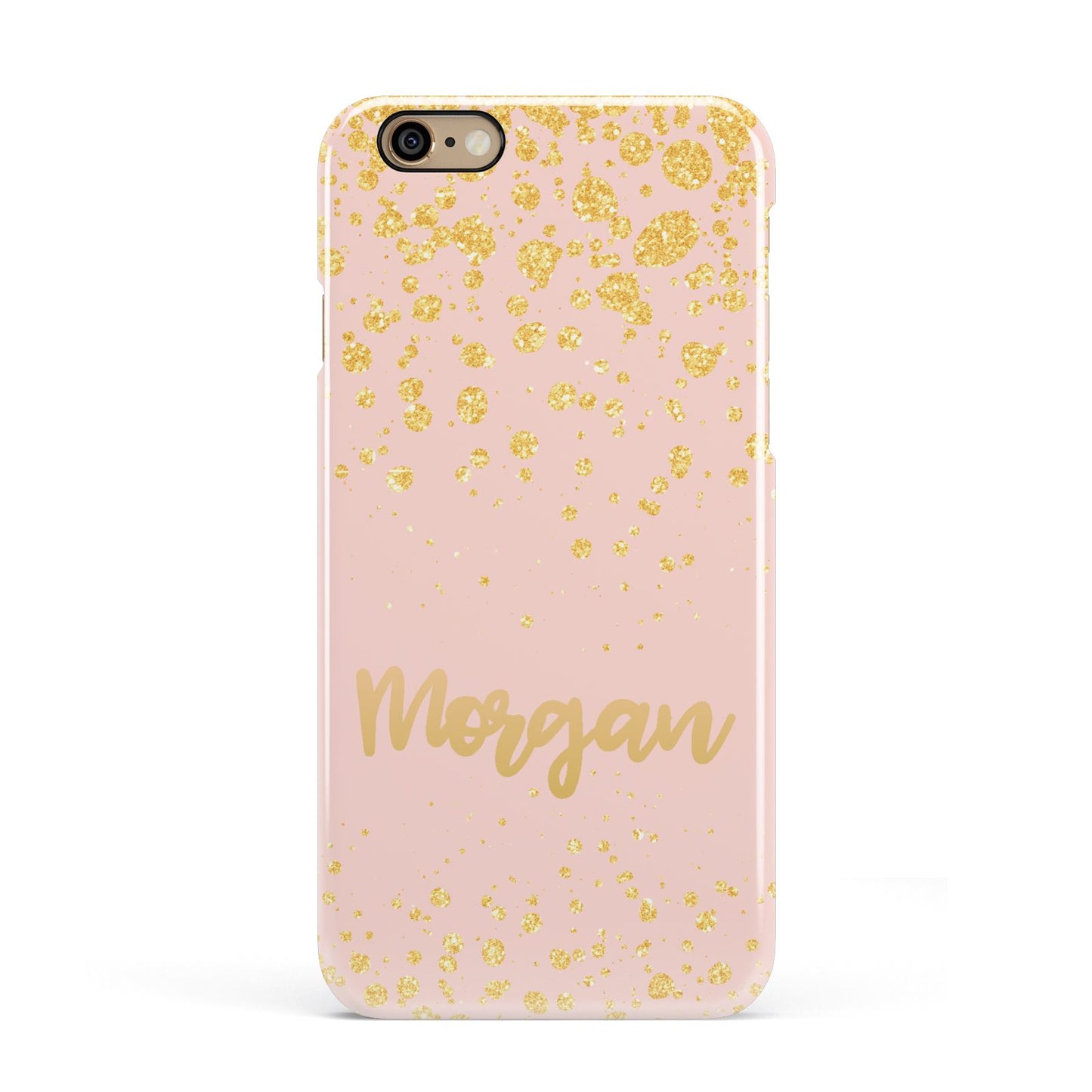 Personalised Pink Gold Splatter With Name Apple iPhone 6 3D Snap Case