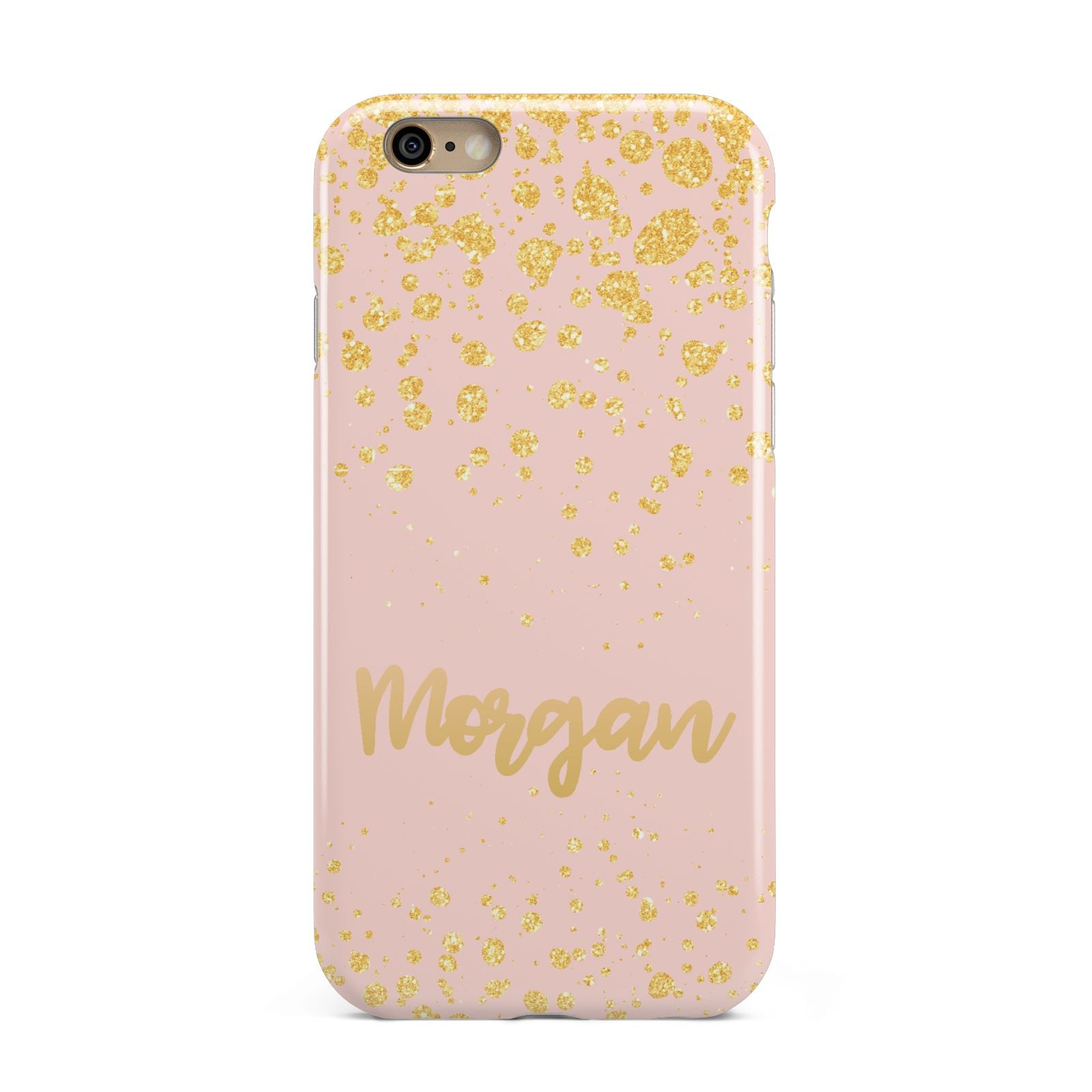 Personalised Pink Gold Splatter With Name Apple iPhone 6 3D Tough Case