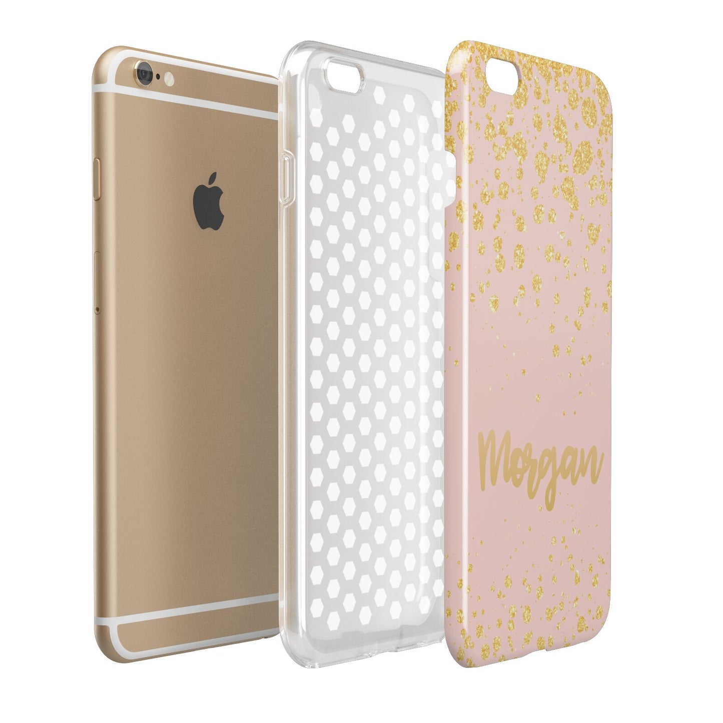 Personalised Pink Gold Splatter With Name Apple iPhone 6 Plus 3D Tough Case Expand Detail Image