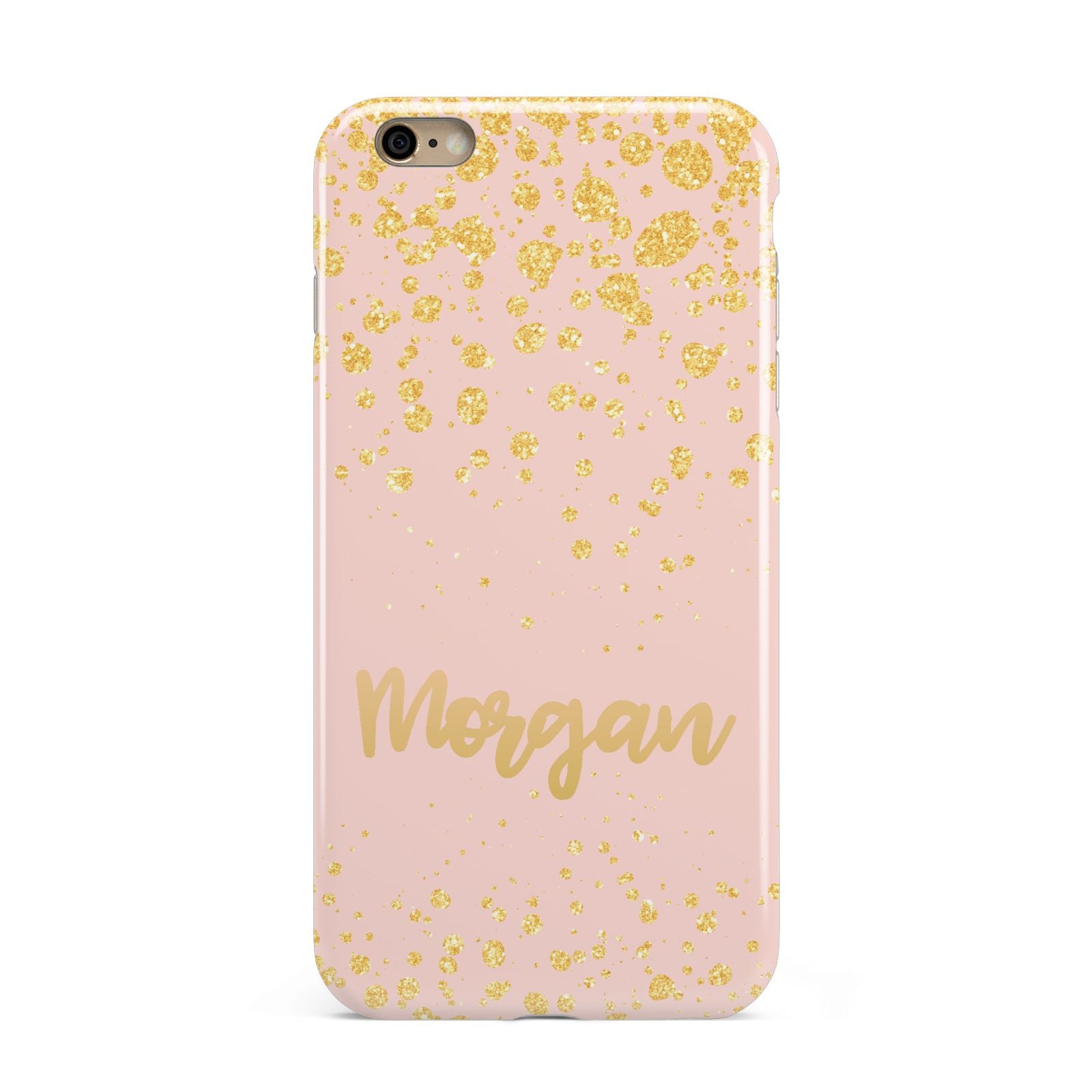 Personalised Pink Gold Splatter With Name Apple iPhone 6 Plus 3D Tough Case