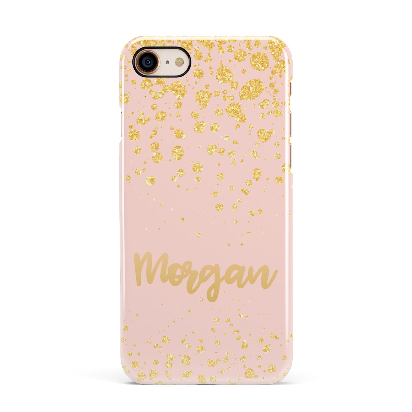 Personalised Pink Gold Splatter With Name Apple iPhone 7 8 3D Snap Case