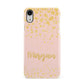 Personalised Pink Gold Splatter With Name Apple iPhone XR White 3D Snap Case