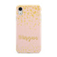 Personalised Pink Gold Splatter With Name Apple iPhone XR White 3D Tough Case