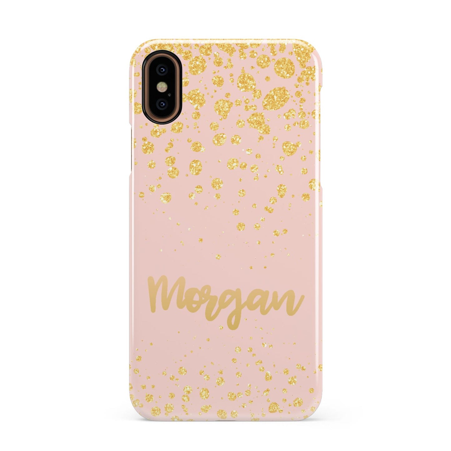 Personalised Pink Gold Splatter With Name Apple iPhone XS 3D Snap Case