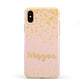 Personalised Pink Gold Splatter With Name Apple iPhone XS 3D Tough