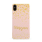 Personalised Pink Gold Splatter With Name Apple iPhone Xs Max 3D Snap Case