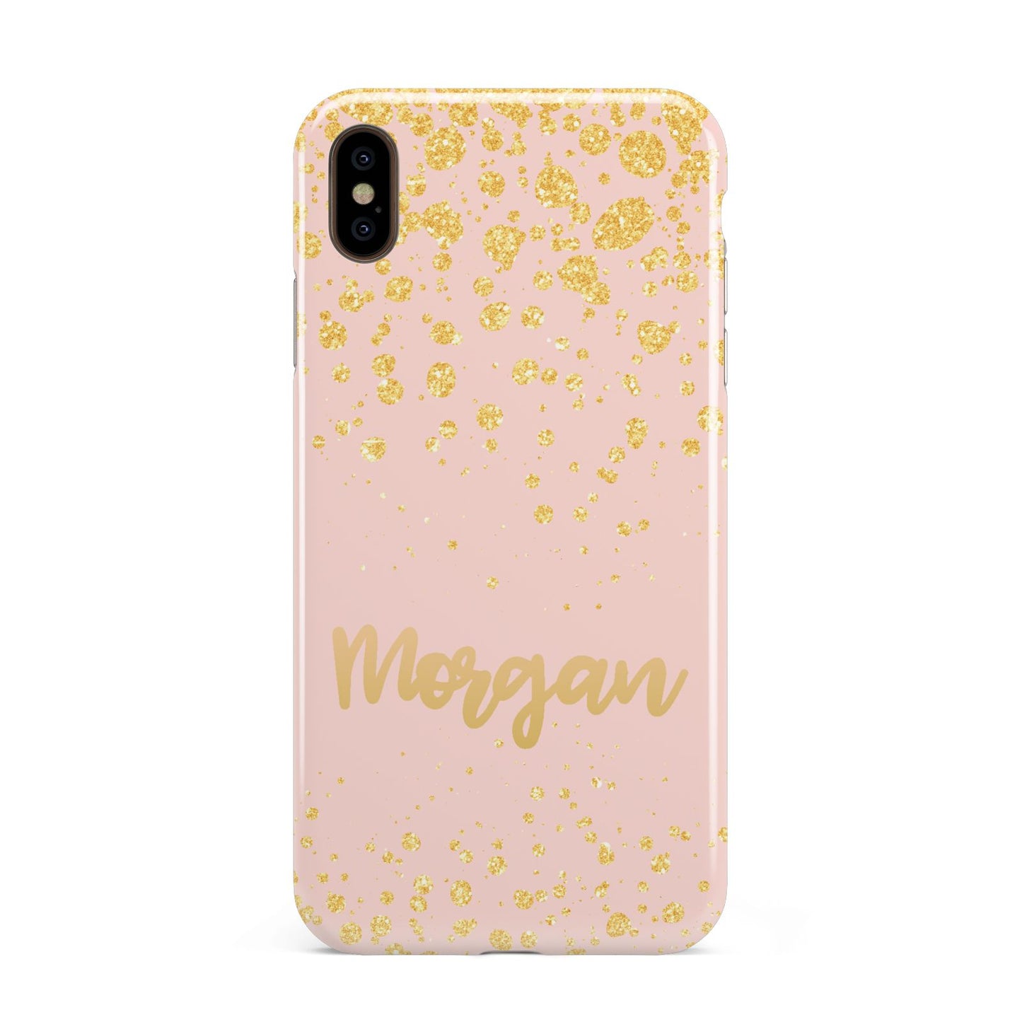 Personalised Pink Gold Splatter With Name Apple iPhone Xs Max 3D Tough Case