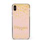 Personalised Pink Gold Splatter With Name Apple iPhone Xs Max Impact Case Black Edge on Gold Phone