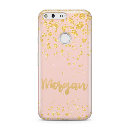 Personalised Pink Gold Splatter With Name Google Pixel Case
