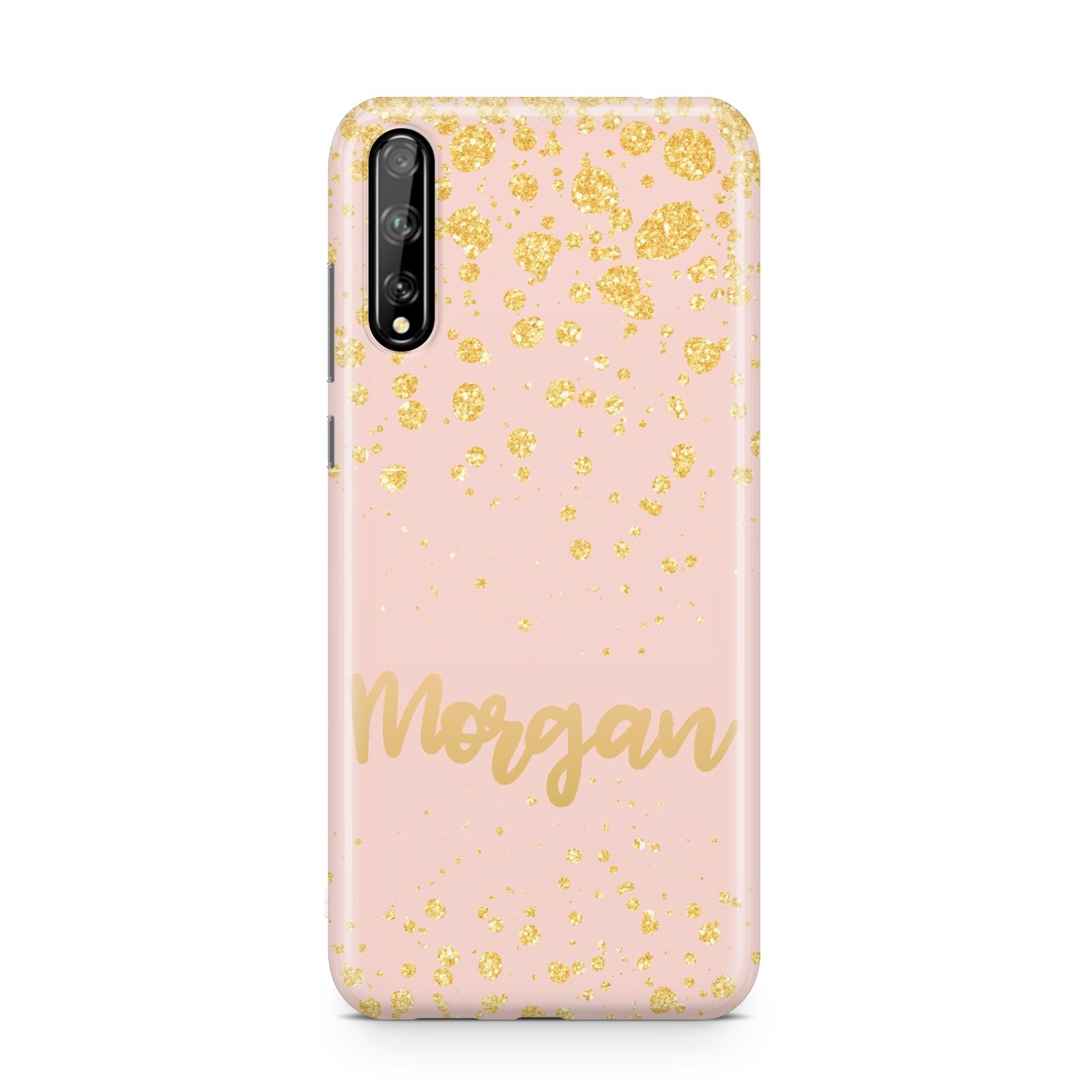 Personalised Pink Gold Splatter With Name Huawei Enjoy 10s Phone Case