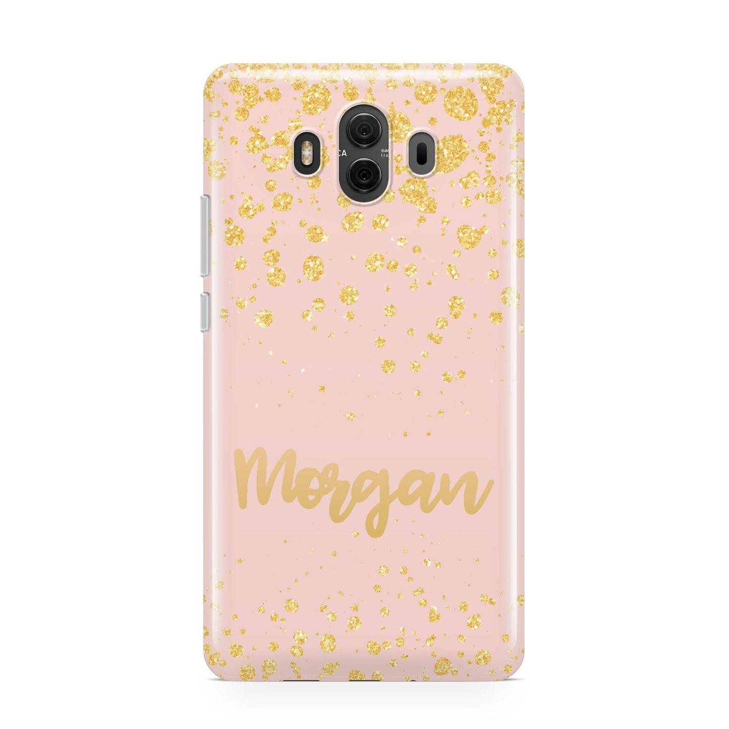 Personalised Pink Gold Splatter With Name Huawei Mate 10 Protective Phone Case