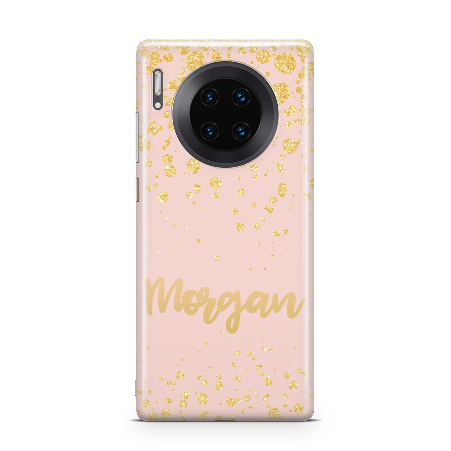 Personalised Pink Gold Splatter With Name Huawei Mate 30 Pro Phone Case