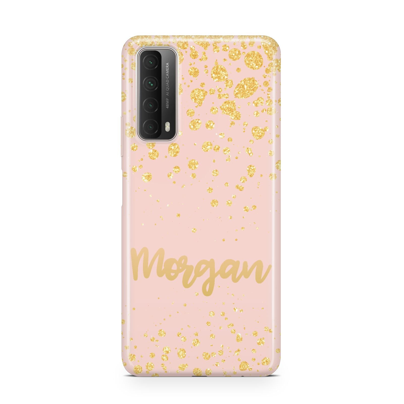 Personalised Pink Gold Splatter With Name Huawei P Smart 2021