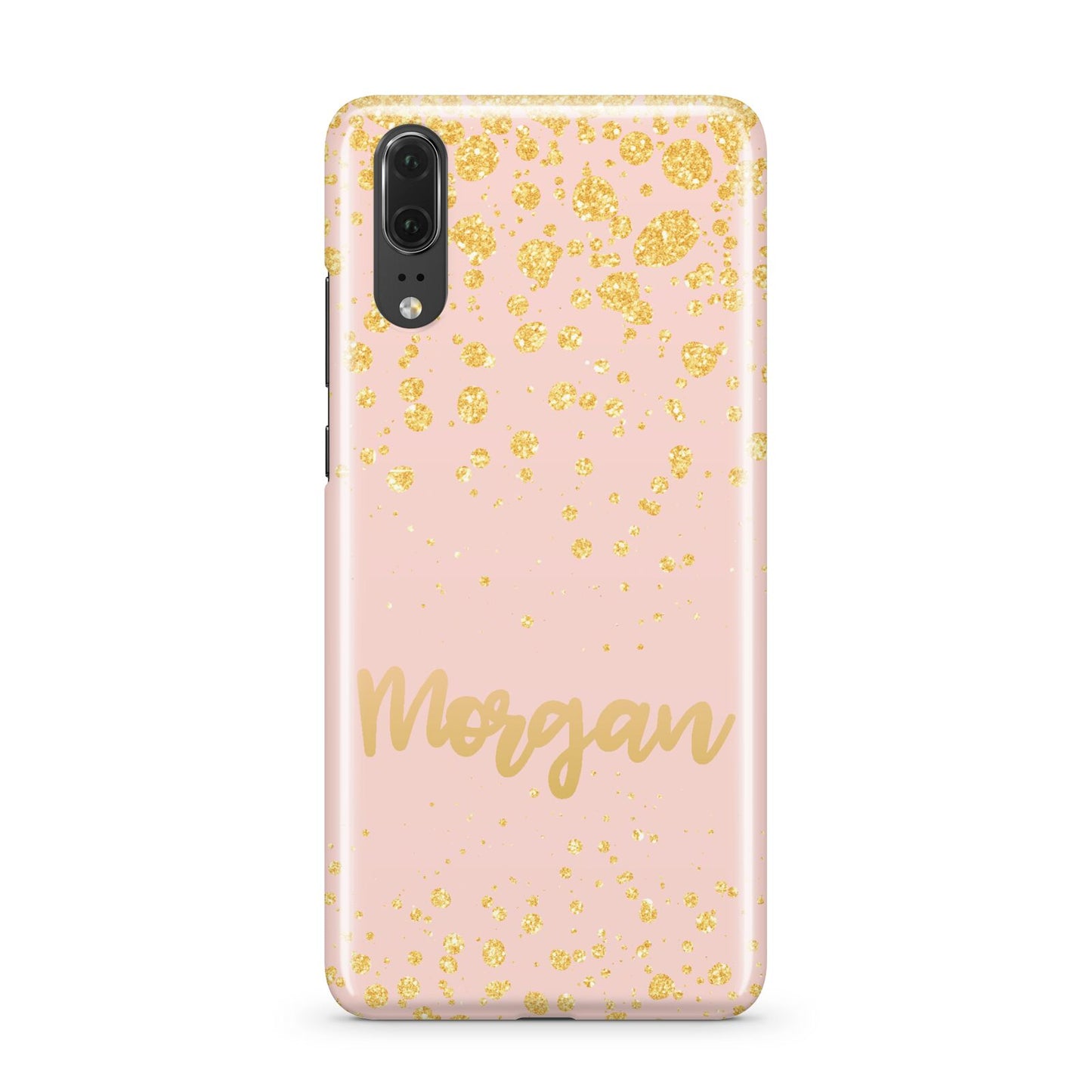 Personalised Pink Gold Splatter With Name Huawei P20 Phone Case