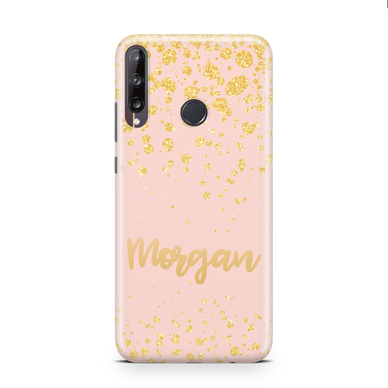 Personalised Pink Gold Splatter With Name Huawei P40 Lite E Phone Case