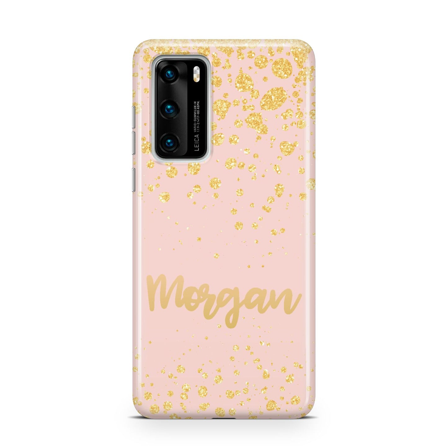 Personalised Pink Gold Splatter With Name Huawei P40 Phone Case