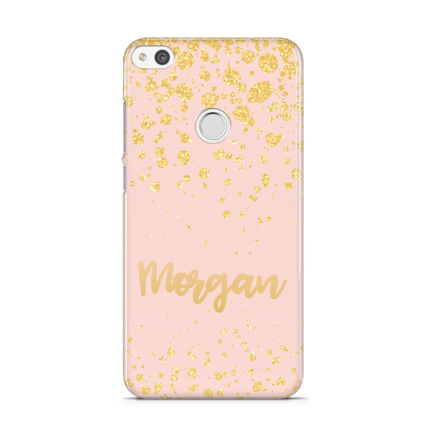 Personalised Pink Gold Splatter With Name Huawei P8 Lite Case