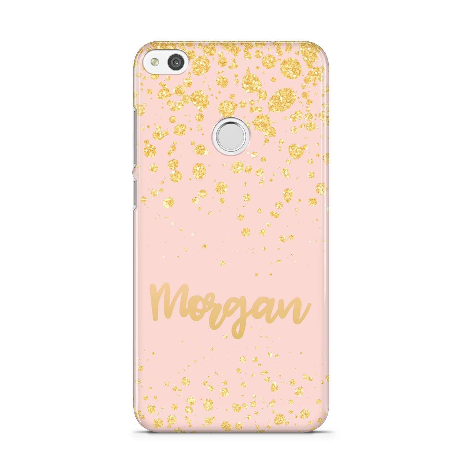 Personalised Pink Gold Splatter With Name Huawei P8 Lite Case