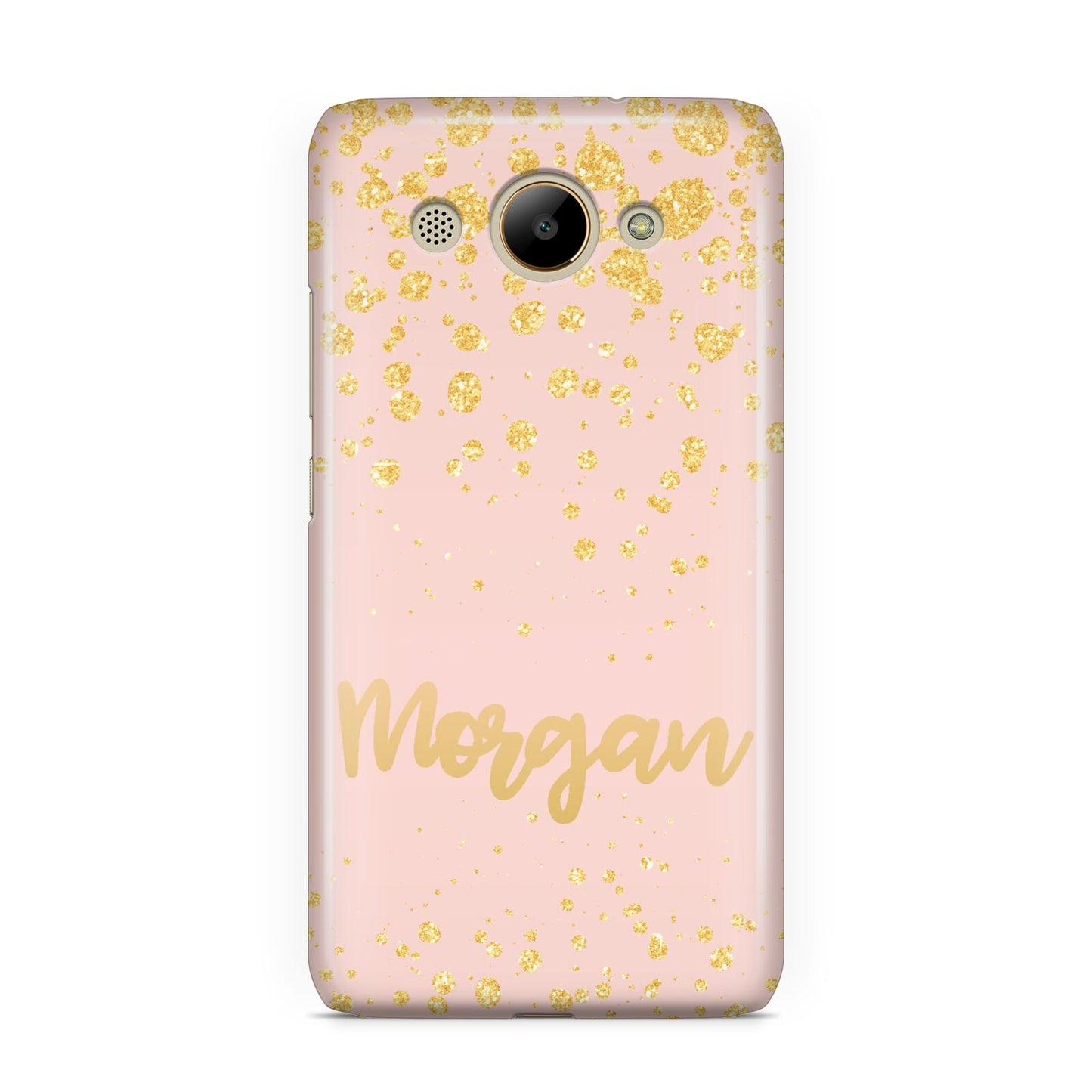 Personalised Pink Gold Splatter With Name Huawei Y3 2017