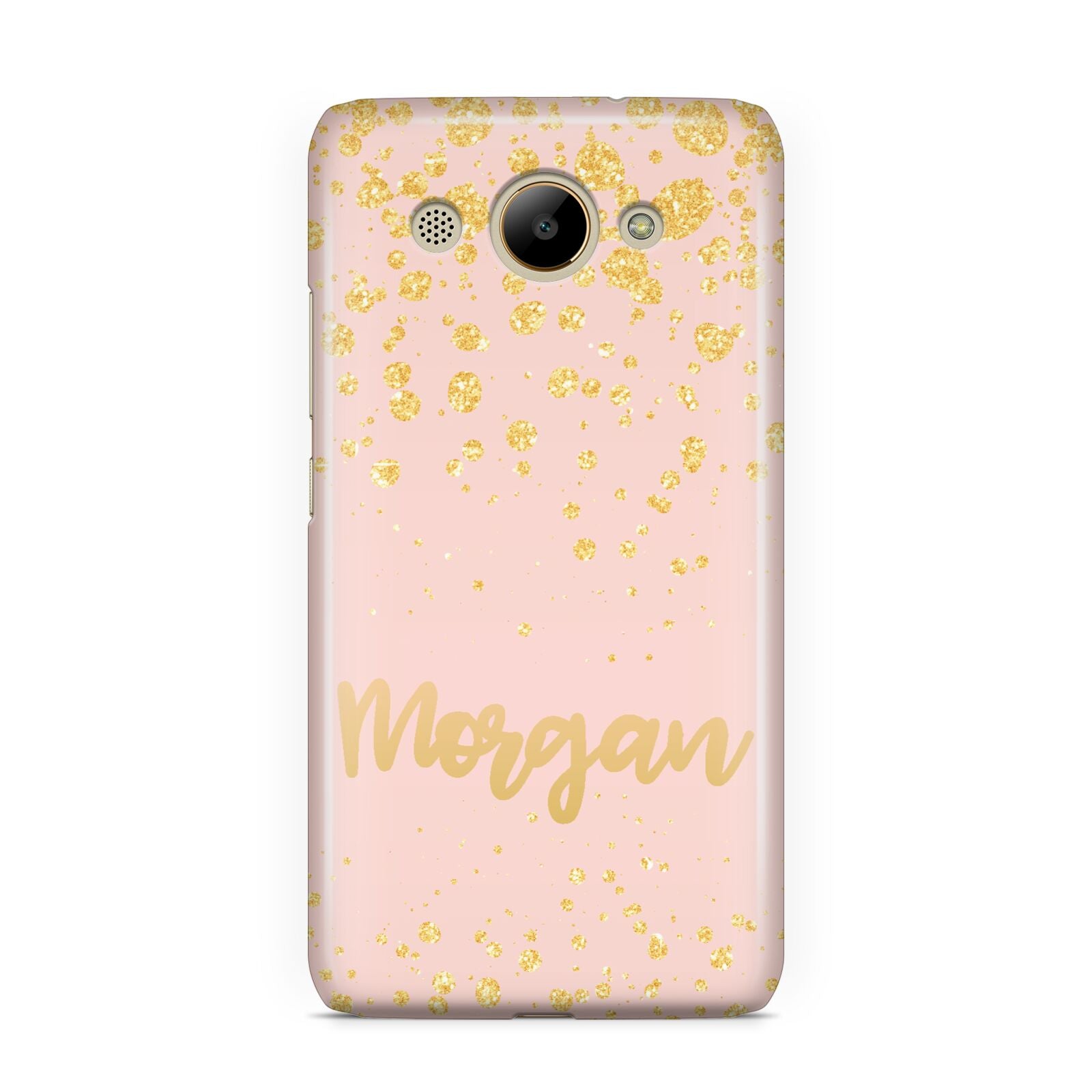 Personalised Pink Gold Splatter With Name Huawei Y3 2017