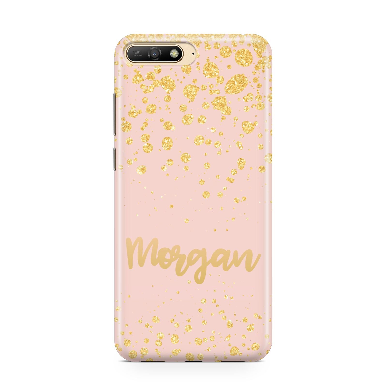 Personalised Pink Gold Splatter With Name Huawei Y6 2018